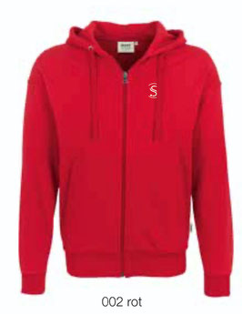 HAKRO 605 Kapuzen Sweatjacke 002 rot (weisses Logo)