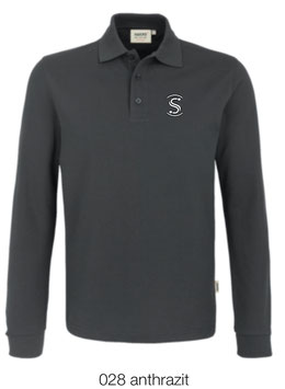 HAKRO 815 Polo-Shirt lang 028 anthrazit (weisses Logo)