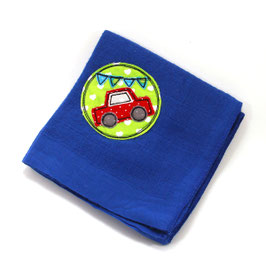 Nuscheli blau mit Auto rot