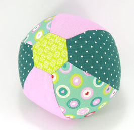 Ballonball klein mit Glöckchen rosa/petrol/Herzchen