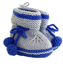 Strickschuhe Merino blau/hellgrau