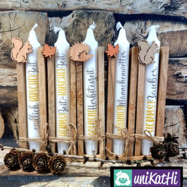 Kerze mit Botschaft in Holz-Geschenkbox