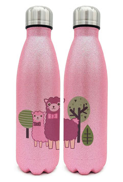 Glitzerflasche rosa "Lamas"
