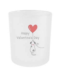 Teelichtglas "Hund - Happy Valentine´s Day"