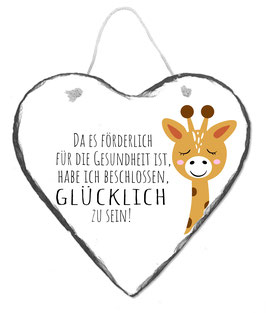 Schiefertafel-Türschild Herz "Giraffe mit Spruch"