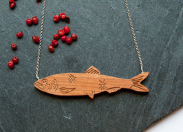 Fisch Kette aus Red Heart Holz – Hering groß