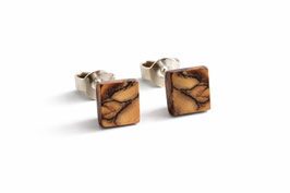 Schlichte Holzohrstecker eckig – Royal White Ebony Holz