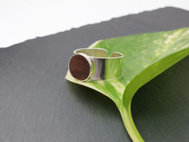 Breiter Ring mit Walnuss Holz und Silber