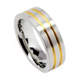RH7-00 Edelstahl Ring mit Goldeinlage