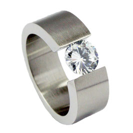 RH350 Edelstahl Ring mit Zirkonia