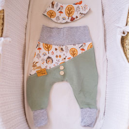 ❤ Highline Baby HosenSet grün  "süße Waldtiere"