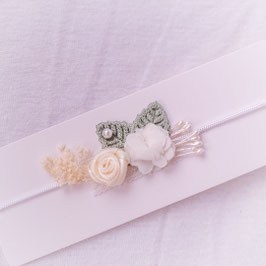 Baby Stirnband grün/beige Blumen -Variante 11-