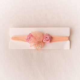 Baby Stirnband rosa/lachsfarben Blumen -Variante 4-