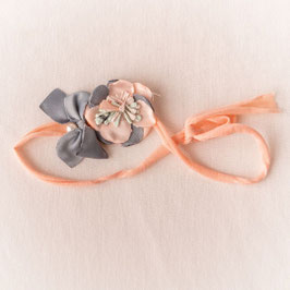 Baby Stirnband rosa/grau Blumen -Variante 2-