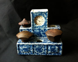 Porte-fourneaux de pipe en porcelaine blanc-bleu
