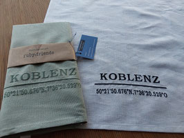 Geschirrtuch mit Koordinaten