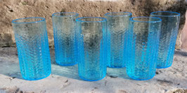 Lot de 6 verres à limonade bleu cuivre