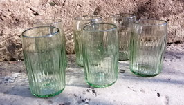 Lot de 6 verres à bière jaune verdâtre