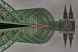 Kölner Dom / Hohenzollernbrücke digital gespiegelt