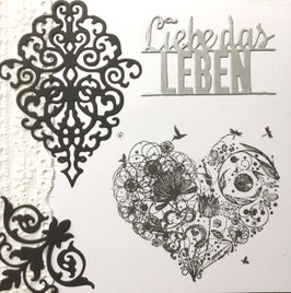 Erst Karte, dann Bild "Liebe das Leben", inkl. Leinwand und Klebematerial