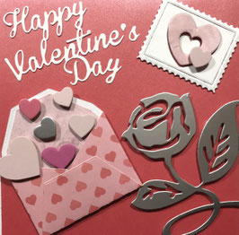 Karte "Happy Valentine's Day" mit hübschem Herzchen-Couvert