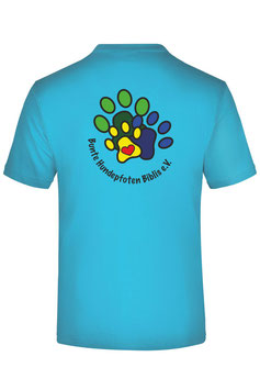 Bunte Hundepfoten T-Shirt Türkis