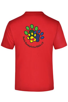 Bunte Hundepfoten T-Shirt Rot