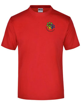 Bunte Hundepfoten T-Shirt Rot