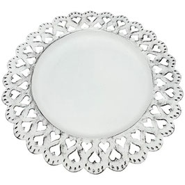 Teller Metall weiss Herz