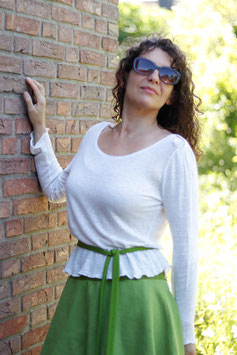 lockere Bluse Leinen Langarm creme