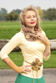 Jerseyshirt Wasserfallshirt gerafft vanille
