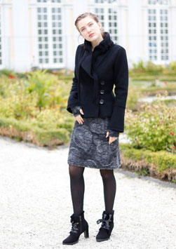 Wollrock gefüttert grau-schwarz Paisleymuster