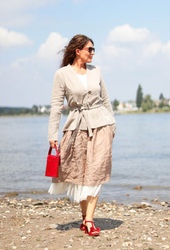 Kurzjacke Baumwolljacke mit Schalkragen beige