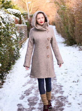 Wintermantel Wollmantel gefüttert taupe