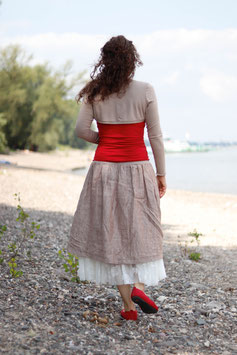 Leinenrock  Crash-Look mit Unterrock hellbraun