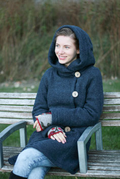 Wintermantel Wollmantel gefüttert jeansblau