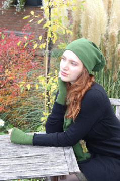 Mütze Beanie Merinowolle grün