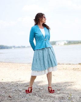 Leinenrock  Crash-Look mit Unterrock hellblau
