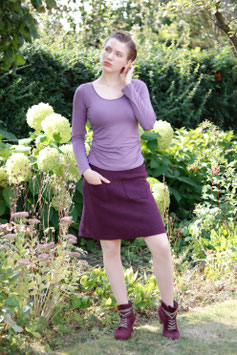 Wollrock Winterrock mit Jerseybund gefüttert aubergine