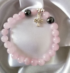 Bracelet Quartz rose, Hématite