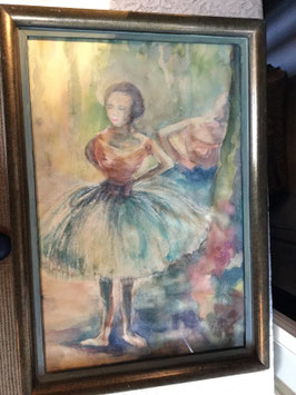 nr: 760 vintage aquarel ballerina achter glas