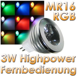 LED-Strahler MR16 RGB mit Fernbedienung, 3W 12V