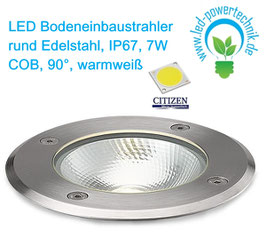 LED Bodeneinbaustrahler 7 Watt, IP67, ultraflach, rund, 230V/AC, warmweiss