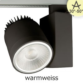 3-PH Schienen-Strahler fokussierbar, 35W, 30°-50°, schwarz matt, warmweiss