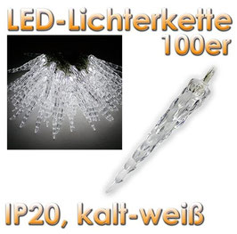 LED-Lichterkette mit 100 Eiszapfen kaltweiß, 230V