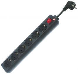 Steckdosenleiste mit Überspannungsschutz 6x Schutzkontakt, Schalter, schwarz od. weiss