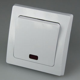 DELPHI Kontroll-Schalter mit Lämpchen 250V~/ 10A, inkl. Rahmen, UP, weiß od. silber