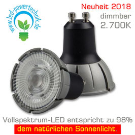 LED GU10  7W COB Strahler - SUN Star 36°, 2700K, dimmbar - Vollspektrum Licht