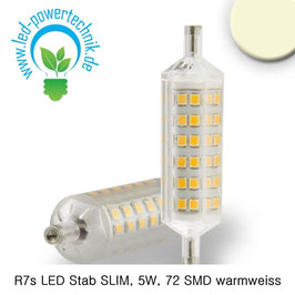 R7s LED Stab SLIM, 5W, 72 SMD, L: 78mm, warmweiss