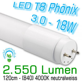 LED T8 Phönix 3.0 - 18W - 120cm, 840, 2.550lm, 4000K neutralweiss